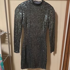 B. Darlin Sequined Cut-Out Back Mini Dress